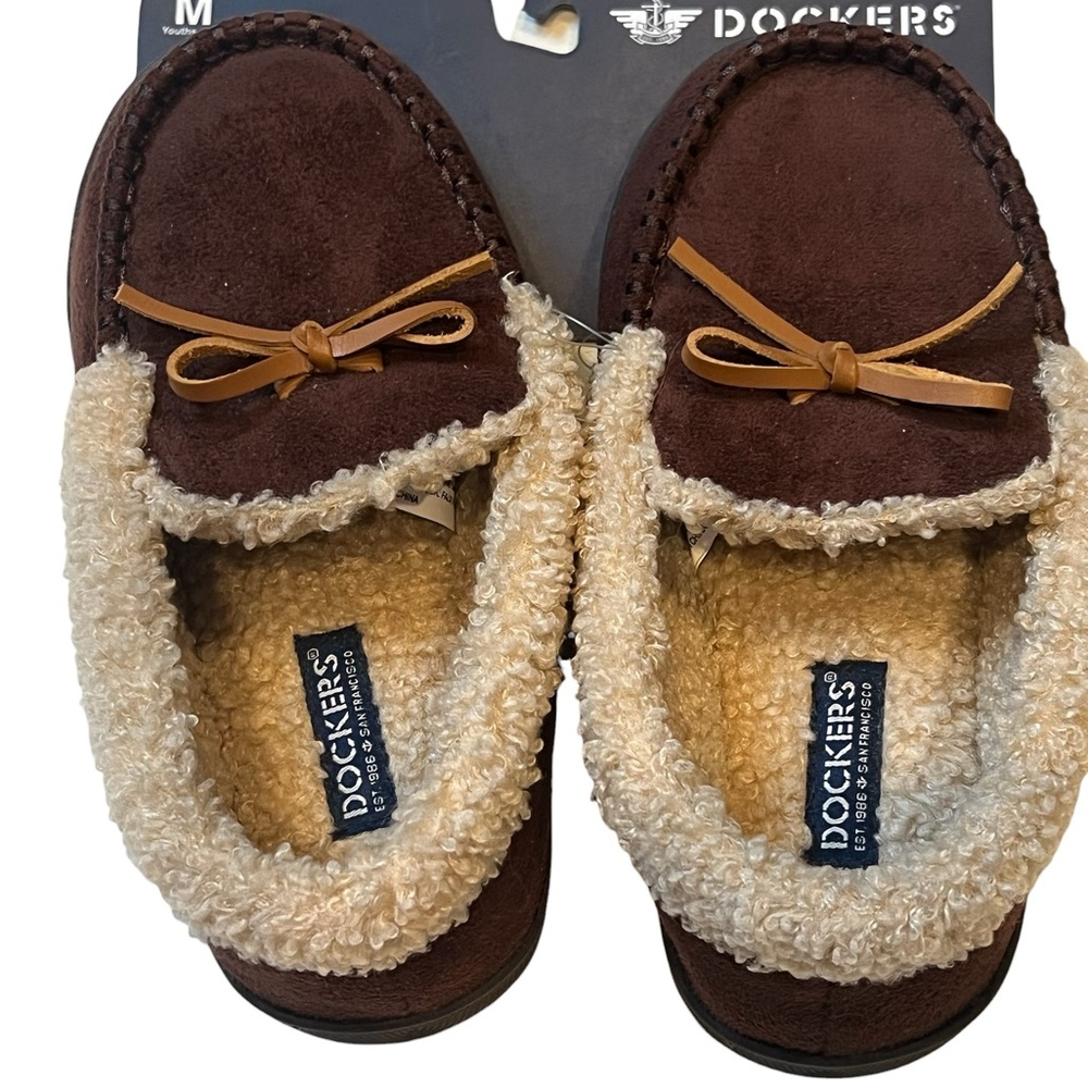 Dockers Brown Suede Slippers with Soft Cream Lining